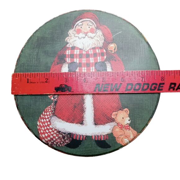 Vintage Christmas Santa Nesting Metal Tins Teddy Bear Plaid Retro Holiday Decor - Picture 8 of 16